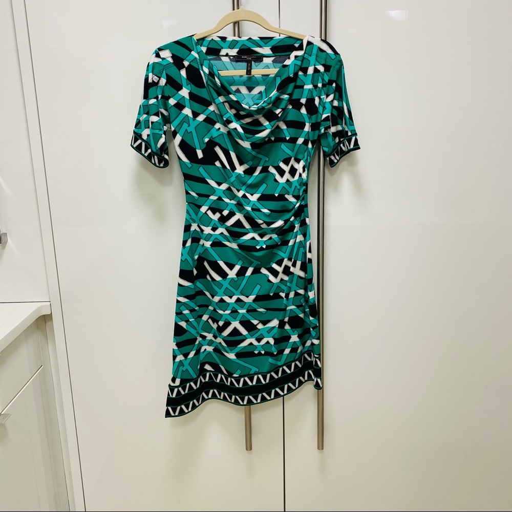BCBG Dress Green & Black Small Petite Gently Used